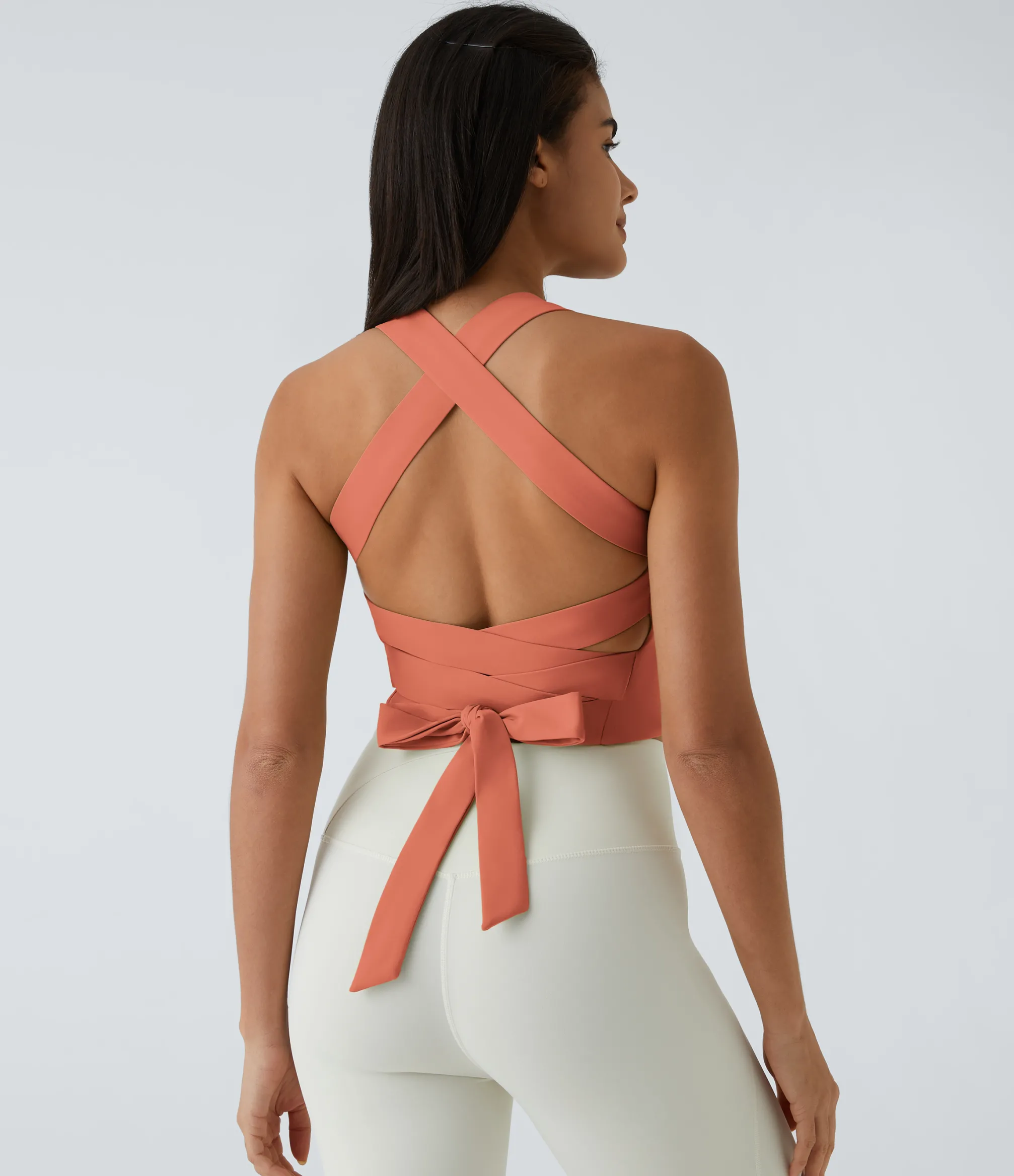 Casual Tops|Yoga Tops<HALARA SoftlyZero™ Airy Padded Tie Back Cool Touch Workout Cropped Tank Top