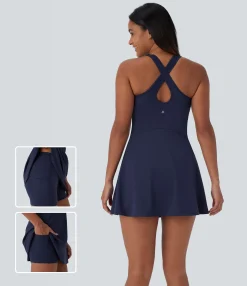Dresses|Mini Dresses<HALARA SoftlyZero™ Airy 2-Piece Pocket Cool Touch Mini Yoga Active Dress-UPF50+