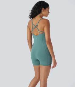 Jumpsuits<HALARA SoftlyZero™ Airy Pocket Cool Touch Slip Pilates Romper-UPF50+