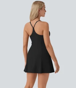 Mini Dresses|Active Dresses<HALARA SoftlyZero™ Airy Racerback 2-in-1 Pocket Cool Touch Flare Mini Dance Active Dress-Easy Peezy Edition
