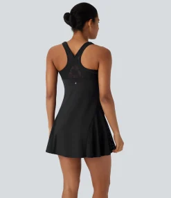 Mini Dresses|Active Dresses<HALARA SoftlyZero™ Airy Racerback Contrast Lace Mini 2-piece Set Cool Touch Yoga Active Dress with Pocket-UPF50+