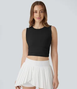 Tank Tops & Camis|Tank Tops<HALARA SoftlyZero™ Airy Round Neck Ruched Cool Touch Cropped Tennis Tank Top