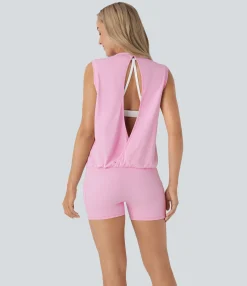 Jumpsuits<HALARA SoftlyZero™ Airy Round Neck Sleeveless Pocket Cool Touch Yoga Jumpsuit-UPF50+