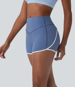 Active Shorts|Bikers<HALARA SoftlyZero™ Airy SoCinched Mid Rise Tummy Control Color Block Cool Touch Yoga Biker Shorts 3''-UPF50+