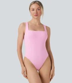 Bodysuits<HALARA SoftlyZero™ Airy Square Neck Skinny Sleeveless Work Bodysuit