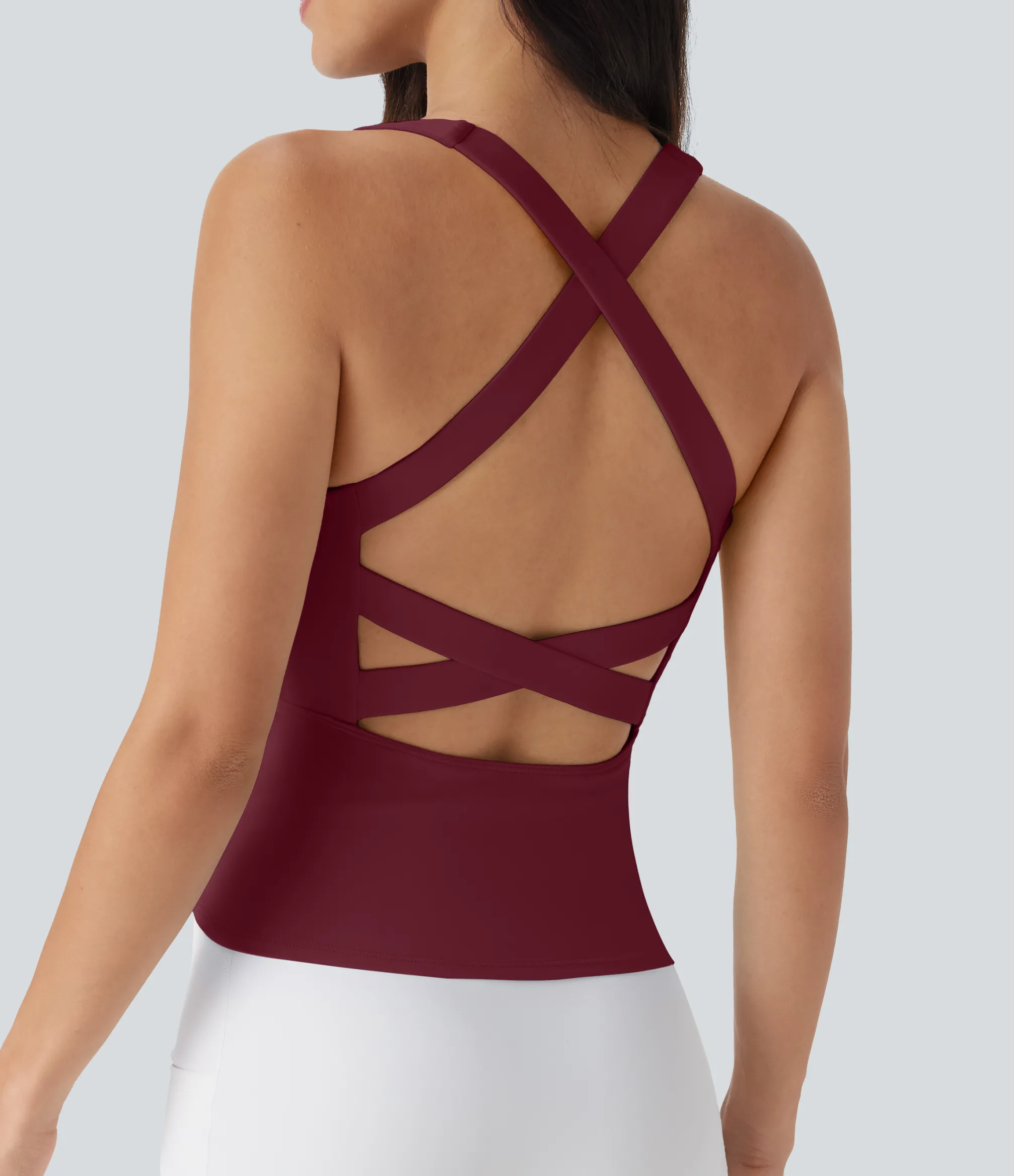 Tank Tops & Camis|Tank Tops<HALARA SoftlyZero™ Airy Square Neck Cropped Cool Touch Running Tank Top-Longer Length-UPF50+