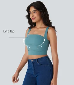 Casual Tops|Tank Tops & Camis<HALARA SoftlyZero™ Airy Square Neck Lift Up Cool Touch Cropped Casual Tank Top-UPF50+