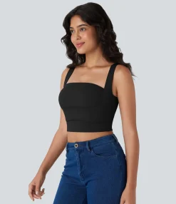 Casual Tops|Tank Tops & Camis<HALARA SoftlyZero™ Airy Square Neck Lift Up Cool Touch Cropped Casual Tank Top-UPF50+