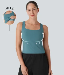 Tank Tops & Camis|Yoga Tops<HALARA SoftlyZero™ Airy Square Neck Lift Up Cool Touch Yoga Tank Top-UPF50+
