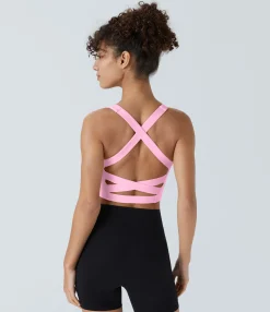 Yoga Tops|Tank Tops & Camis<HALARA Softlyzero™ Airy Square Neck Backless Crisscross Cropped Cool Touch Yoga Tank Top-UPF50+