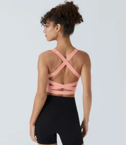 Yoga Tops|Tank Tops & Camis<HALARA Softlyzero™ Airy Square Neck Backless Crisscross Cropped Cool Touch Yoga Tank Top-UPF50+