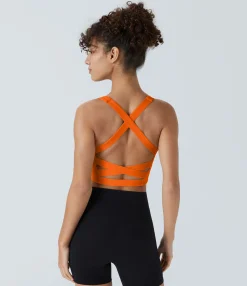 Yoga Tops|Tank Tops & Camis<HALARA Softlyzero™ Airy Square Neck Backless Crisscross Cropped Cool Touch Yoga Tank Top-UPF50+