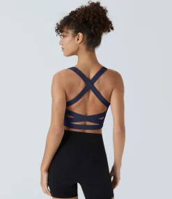 Yoga Tops|Tank Tops & Camis<HALARA Softlyzero™ Airy Square Neck Backless Crisscross Cropped Cool Touch Yoga Tank Top-UPF50+