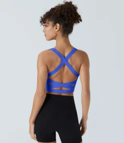 Yoga Tops|Tank Tops & Camis<HALARA Softlyzero™ Airy Square Neck Backless Crisscross Cropped Cool Touch Yoga Tank Top-UPF50+
