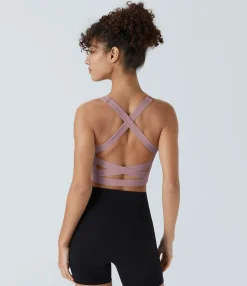 Yoga Tops|Tank Tops & Camis<HALARA Softlyzero™ Airy Square Neck Backless Crisscross Cropped Cool Touch Yoga Tank Top-UPF50+