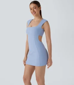 Bodycon Dresses|Mini Dresses<HALARA SoftlyZero™ Airy Square Neck Sleeveless 2-in-1 Pocket Bodycon Cool Touch Mini Casual Dress