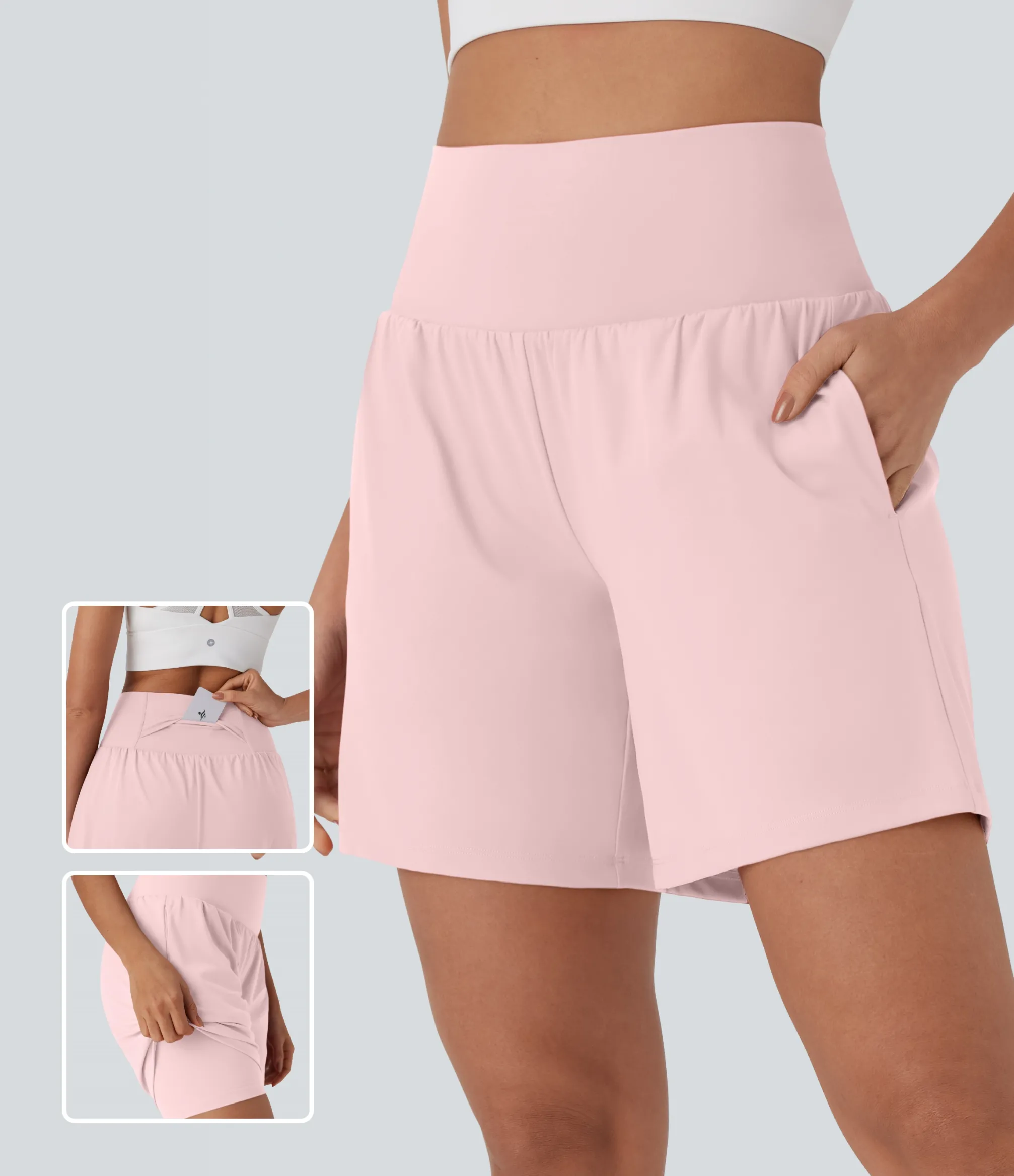 Active Shorts|Shorts<HALARA Softlyzero™ Airy Super High Waisted 2-in-1 Cool Touch Yoga Shorts 7" with Pockets