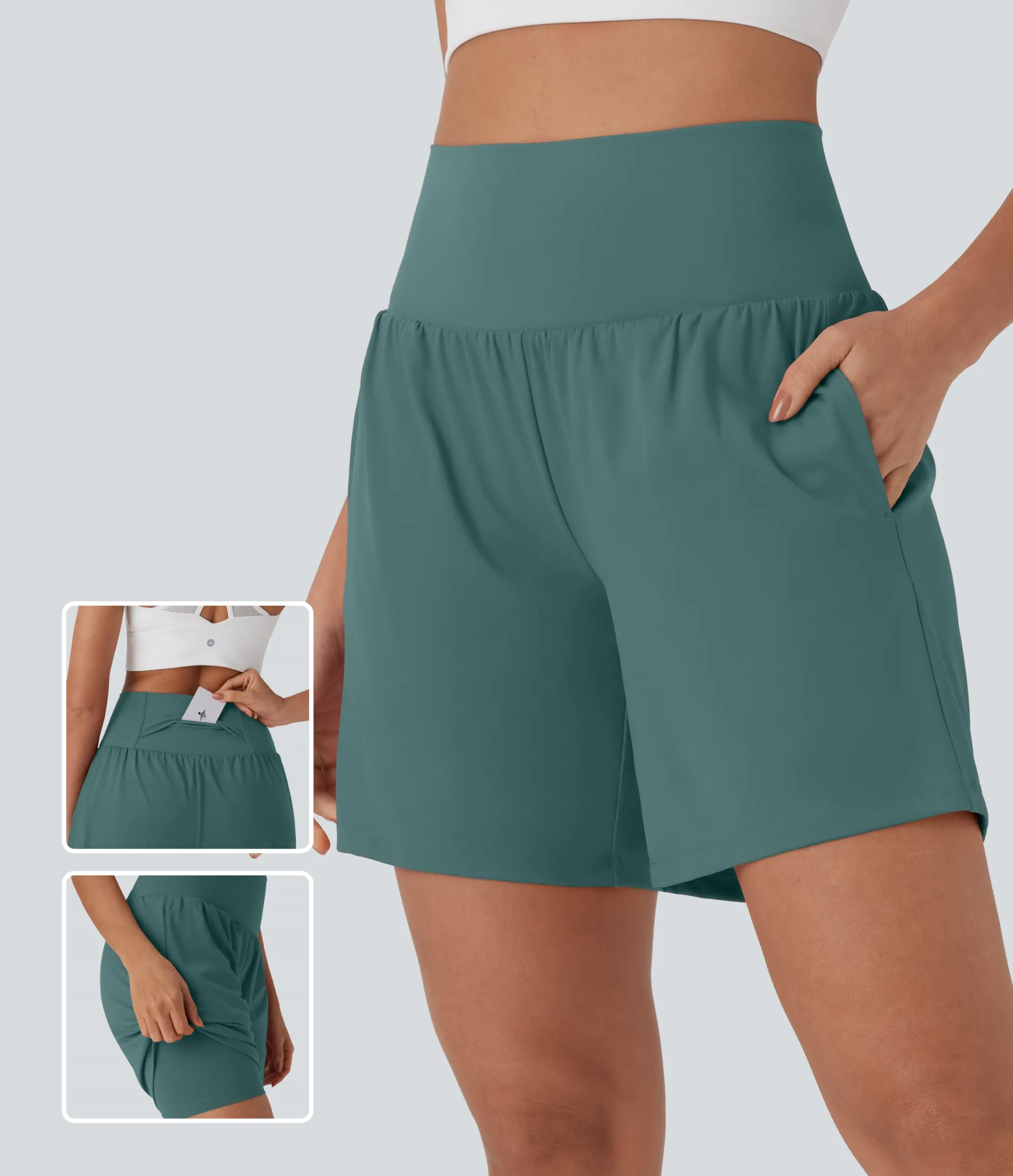 Active Shorts|Shorts<HALARA Softlyzero™ Airy Super High Waisted 2-in-1 Cool Touch Yoga Shorts 7" with Pockets