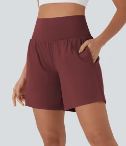 Active Shorts|Shorts<HALARA Softlyzero™ Airy Super High Waisted 2-in-1 Cool Touch Yoga Shorts 7" with Pockets