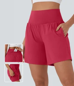Active Shorts|Shorts<HALARA Softlyzero™ Airy Super High Waisted 2-in-1 Cool Touch Yoga Shorts 7" with Pockets