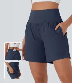 Active Shorts|Shorts<HALARA Softlyzero™ Airy Super High Waisted 2-in-1 Cool Touch Yoga Shorts 7" with Pockets