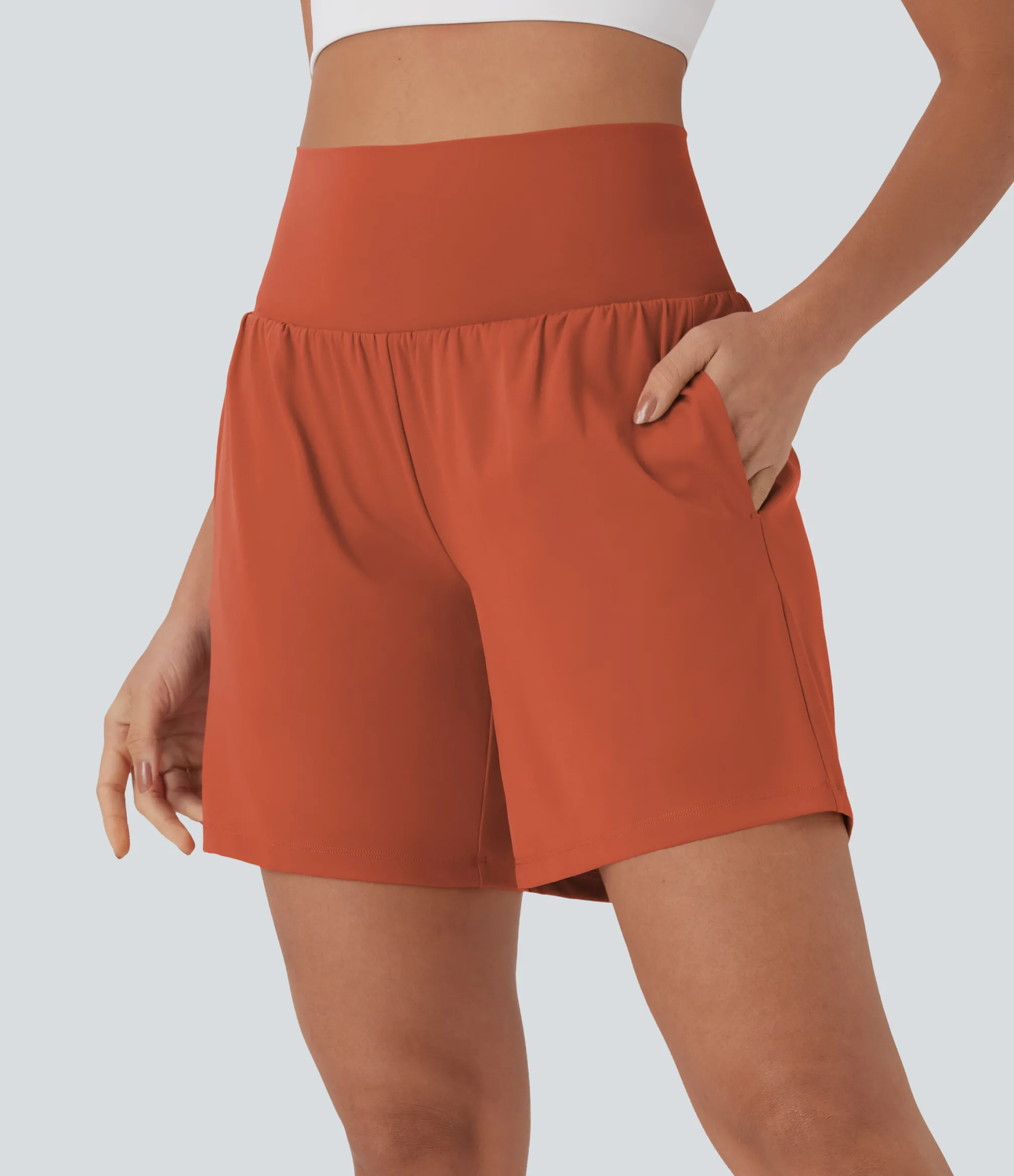 Active Shorts|Shorts<HALARA Softlyzero™ Airy Super High Waisted 2-in-1 Cool Touch Yoga Shorts 7" with Pockets