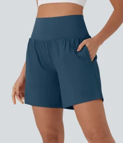 Active Shorts|Shorts<HALARA Softlyzero™ Airy Super High Waisted 2-in-1 Cool Touch Yoga Shorts 7" with Pockets