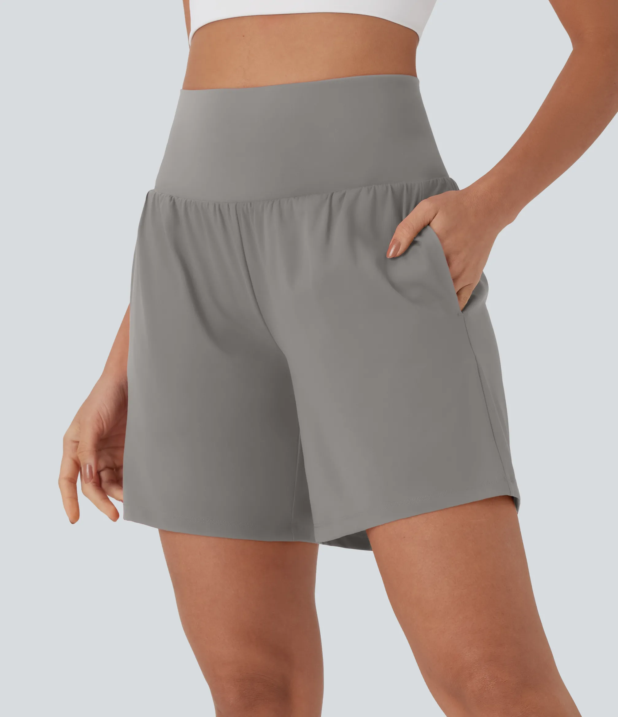 Active Shorts|Shorts<HALARA Softlyzero™ Airy Super High Waisted 2-in-1 Cool Touch Yoga Shorts 7" with Pockets