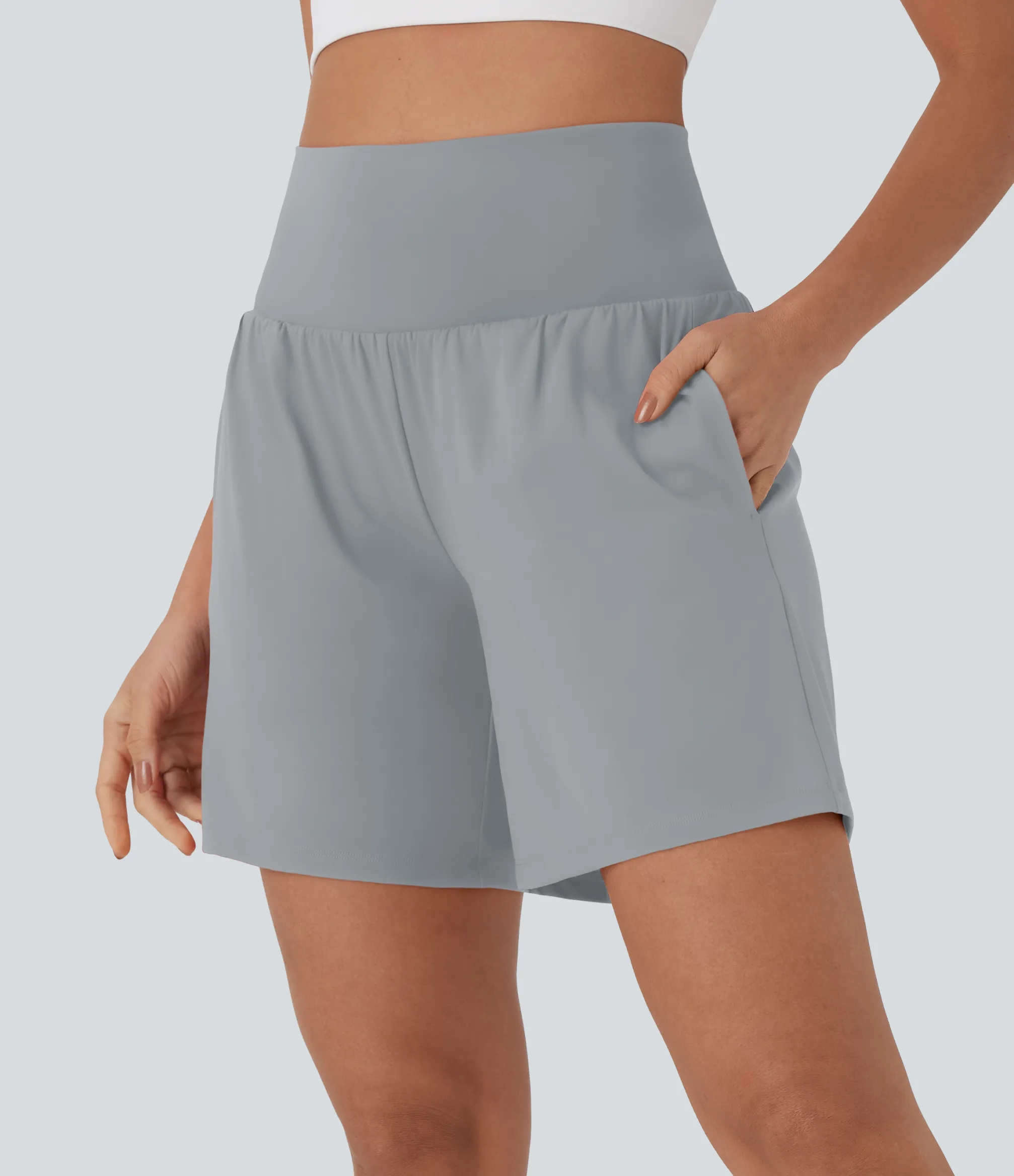 Active Shorts|Shorts<HALARA Softlyzero™ Airy Super High Waisted 2-in-1 Cool Touch Yoga Shorts 7" with Pockets
