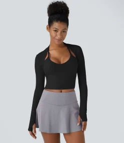 Sports Tops|Sports Tops<HALARA Softlyzero™ Airy Thumb Hole Cropped Cool Touch Golf Shrug Sports Top-UPF50+