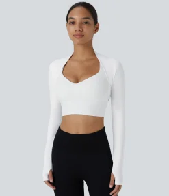 Sports Tops|Sports Tops<HALARA Softlyzero™ Airy Thumb Hole Cropped Cool Touch Golf Shrug Sports Top-UPF50+