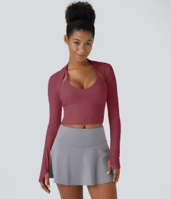 Sports Tops|Sports Tops<HALARA Softlyzero™ Airy Thumb Hole Cropped Cool Touch Golf Shrug Sports Top-UPF50+