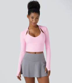 Sports Tops|Sports Tops<HALARA Softlyzero™ Airy Thumb Hole Cropped Cool Touch Golf Shrug Sports Top-UPF50+