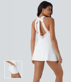 Active Dresses|Dresses<HALARA SoftlyZero™ Airy Tie Back 2-in-1 Cool Touch Mini Yoga Active Dress with Pocket-UPF50+