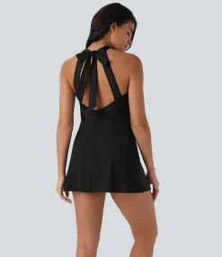 Active Dresses|Dresses<HALARA SoftlyZero™ Airy Tie Back 2-in-1 Cool Touch Mini Yoga Active Dress with Pocket-UPF50+