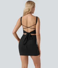 Bodycon Dresses|Mini Dresses<HALARA SoftlyZero™ Airy Tie Back Bodycon Cool Touch Mini Dress