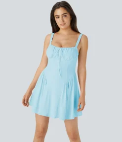 Mini Dresses|Active Dresses<HALARA SoftlyZero™ Airy Tie Front 2-in-1 Pocket Cool Touch Mini Slip Dance Active Dress-Easy Peezy Edition