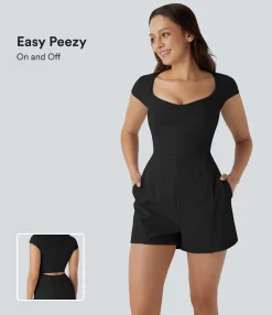 Jumpsuits<HALARA SoftlyZero™ Airy U Neck Cap Sleeve Pocket Cool Touch Yoga Jumpsuit-Easy Peezy