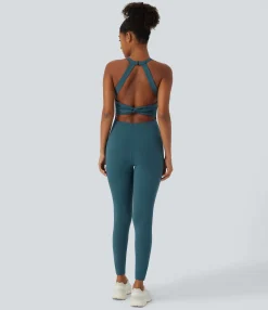 Jumpsuits<HALARA SoftlyZero™ Airy U Neck G-Hook Back Cool Touch Yoga Skinny Jumpsuit-UPF50+