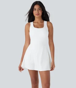 Active Dresses|Dresses<HALARA SoftlyZero™ Airy U Neck 2-in-1 Pocket Mini Cool Touch Dance Active Dress-Easy Peezy