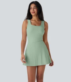 Active Dresses|Dresses<HALARA SoftlyZero™ Airy U Neck 2-in-1 Pocket Mini Cool Touch Dance Active Dress-Easy Peezy
