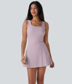 Active Dresses|Dresses<HALARA SoftlyZero™ Airy U Neck 2-in-1 Pocket Mini Cool Touch Dance Active Dress-Easy Peezy
