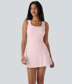Active Dresses|Dresses<HALARA SoftlyZero™ Airy U Neck 2-in-1 Pocket Mini Cool Touch Dance Active Dress-Easy Peezy