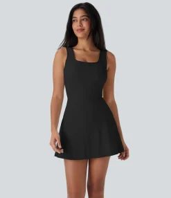 Active Dresses|Dresses<HALARA SoftlyZero™ Airy U Neck 2-in-1 Pocket Mini Cool Touch Dance Active Dress-Easy Peezy