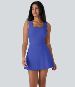 Active Dresses|Dresses<HALARA SoftlyZero™ Airy U Neck 2-in-1 Pocket Mini Cool Touch Dance Active Dress-Easy Peezy