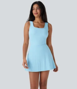 Active Dresses|Dresses<HALARA SoftlyZero™ Airy U Neck 2-in-1 Pocket Mini Cool Touch Dance Active Dress-Easy Peezy