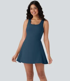 Mini Dresses|Active Dresses<HALARA SoftlyZero™ Airy U Neck 2-in-1 Pocket Mini Cool Touch Dance Active Dress