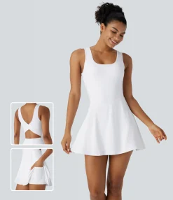 Mini Dresses|Active Dresses<HALARA SoftlyZero™ Airy U Neck 2-in-1 Pocket Mini Cool Touch Dance Active Dress