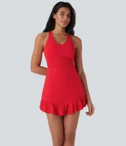 Active Dresses|Mini Dresses<HALARA SoftlyZero™ Contrast Lace 2-Piece Mini Yoga Active Dress with Pocket