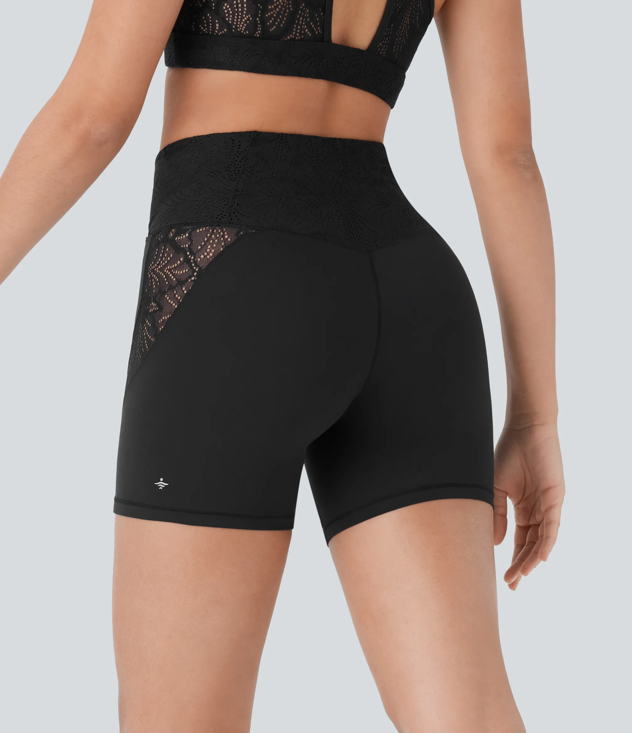 Crossover Shorts|5'' Shorts<HALARA SoftlyZero™ Crossover High Waisted Contrast Lace Pocket Yoga Biker Shorts 5''-UPF50+